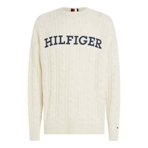 Pullover Uomo Cable Monotype Bianco Tommy Hilfiger- Francavilla Moda